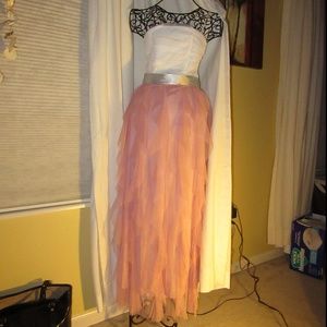 Dusty Rose Strapless Floor Length Tulle Dress